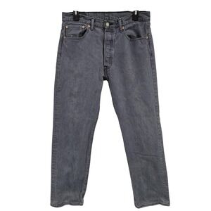 Levis 501 Jeans Men 34x32 Gray Medium Wash Straight Leg Button Fly Denim Pants